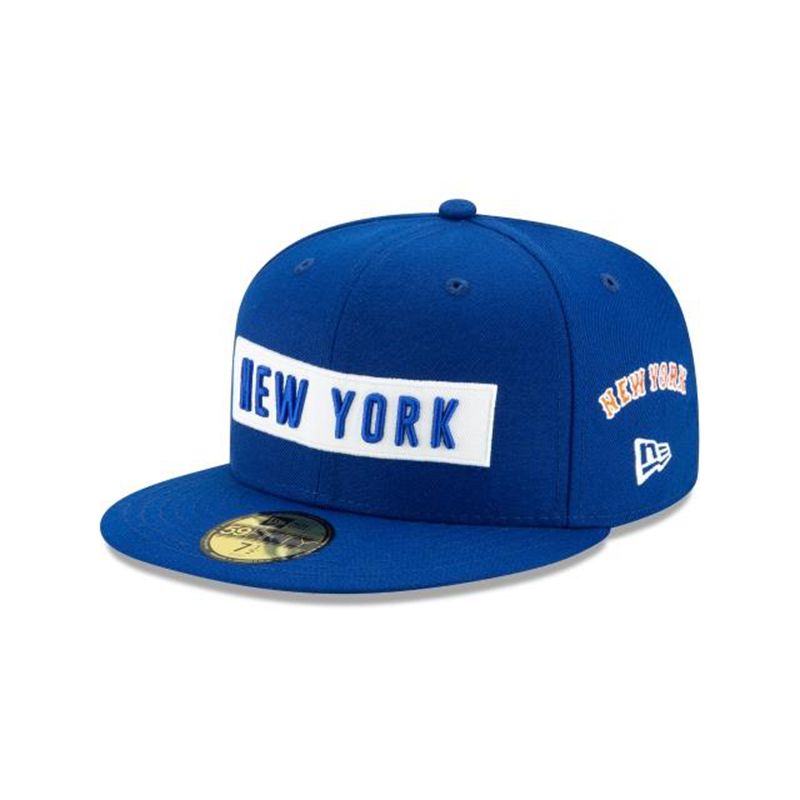 MLB New York Mets Boxed Wordmark 59Fifty Fitted (RVF7399) - Blue New Era Caps